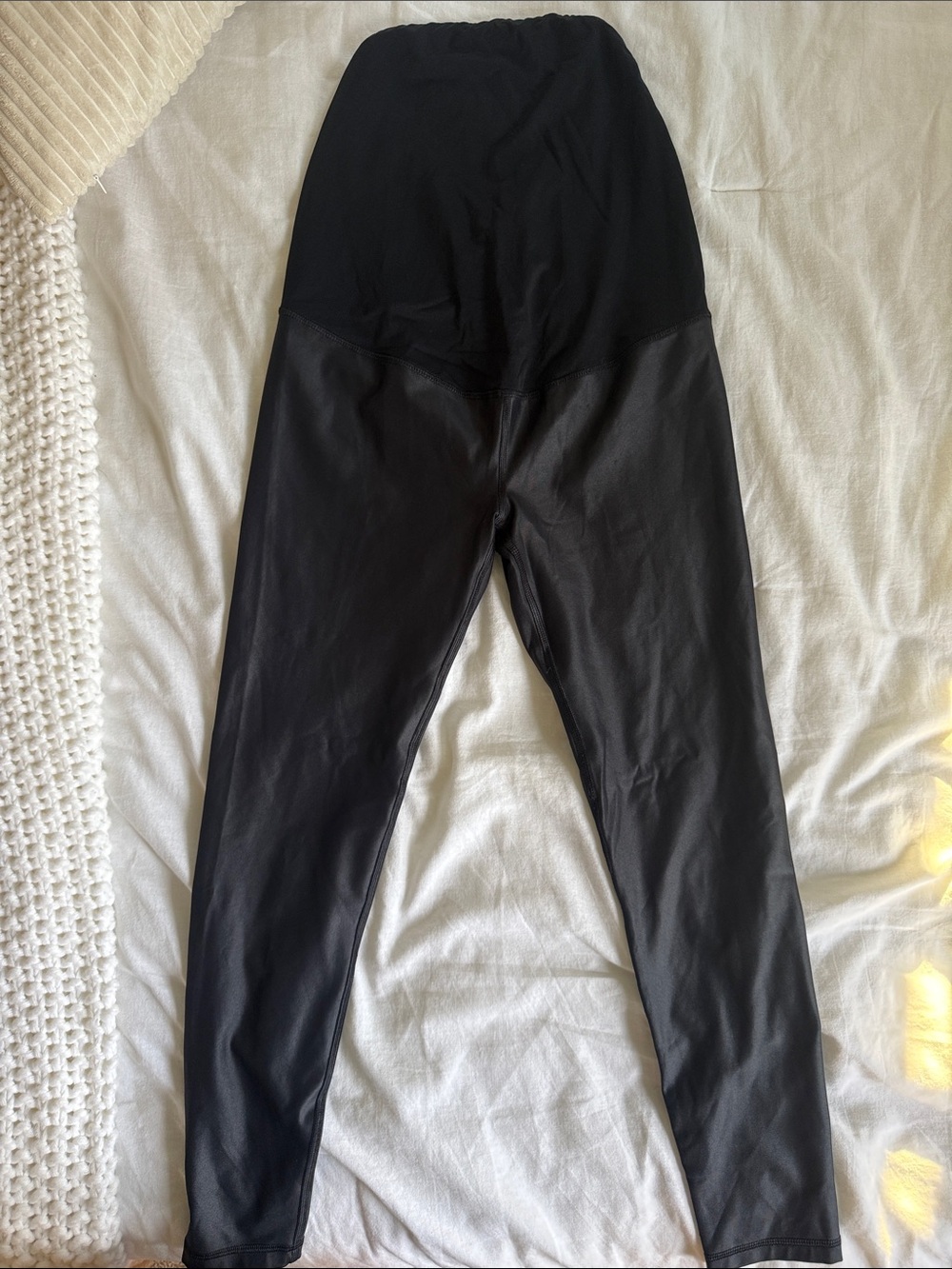 Woman Black Isabel S Maternity Faux-Leather Leggings - Comfortable Stretch Panel